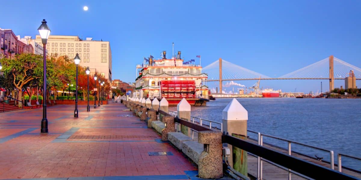 river boat docked in Savannah, GA
