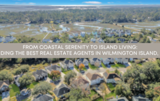 A panoramic view of Wilmington Island’s marshlands at sunrise, with golden hues reflecting on the water and lush greenery surrounding the scene